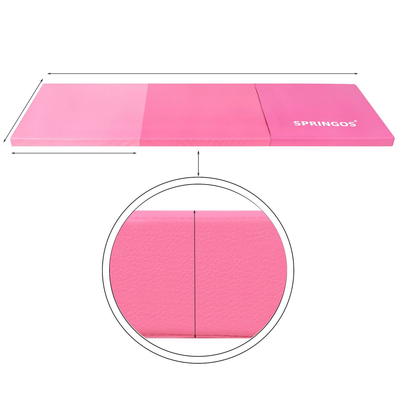 Мат гімнастичний складний Springos 180 x 60 x 5.5 cм FA0140 Pink