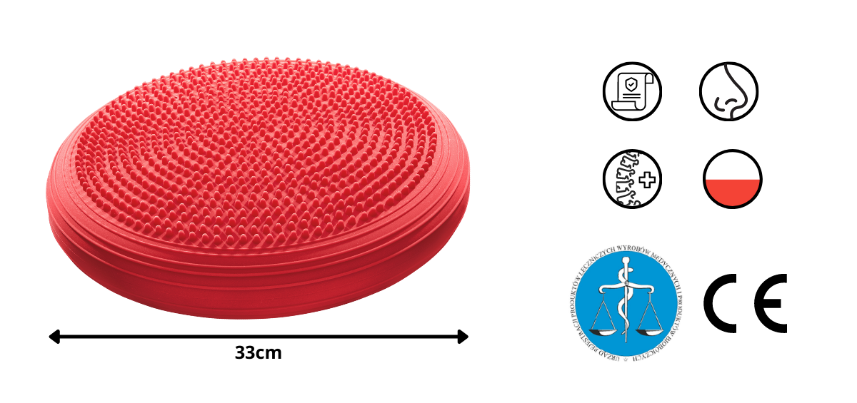 Балансировочная подушка-диск 4FIZJO MED+ 33 см (сенсомоторная) массажная 4FJ0052 Red