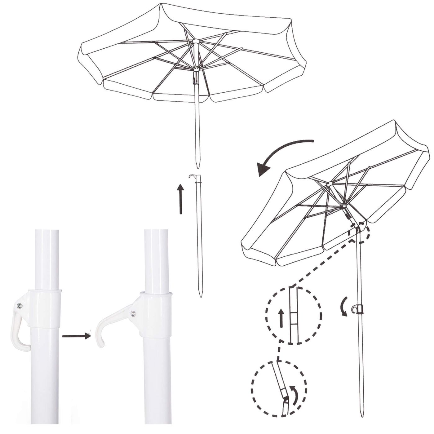 Пляжный зонт Springos 180 см с регулируемой высотой и наклоном BU0020