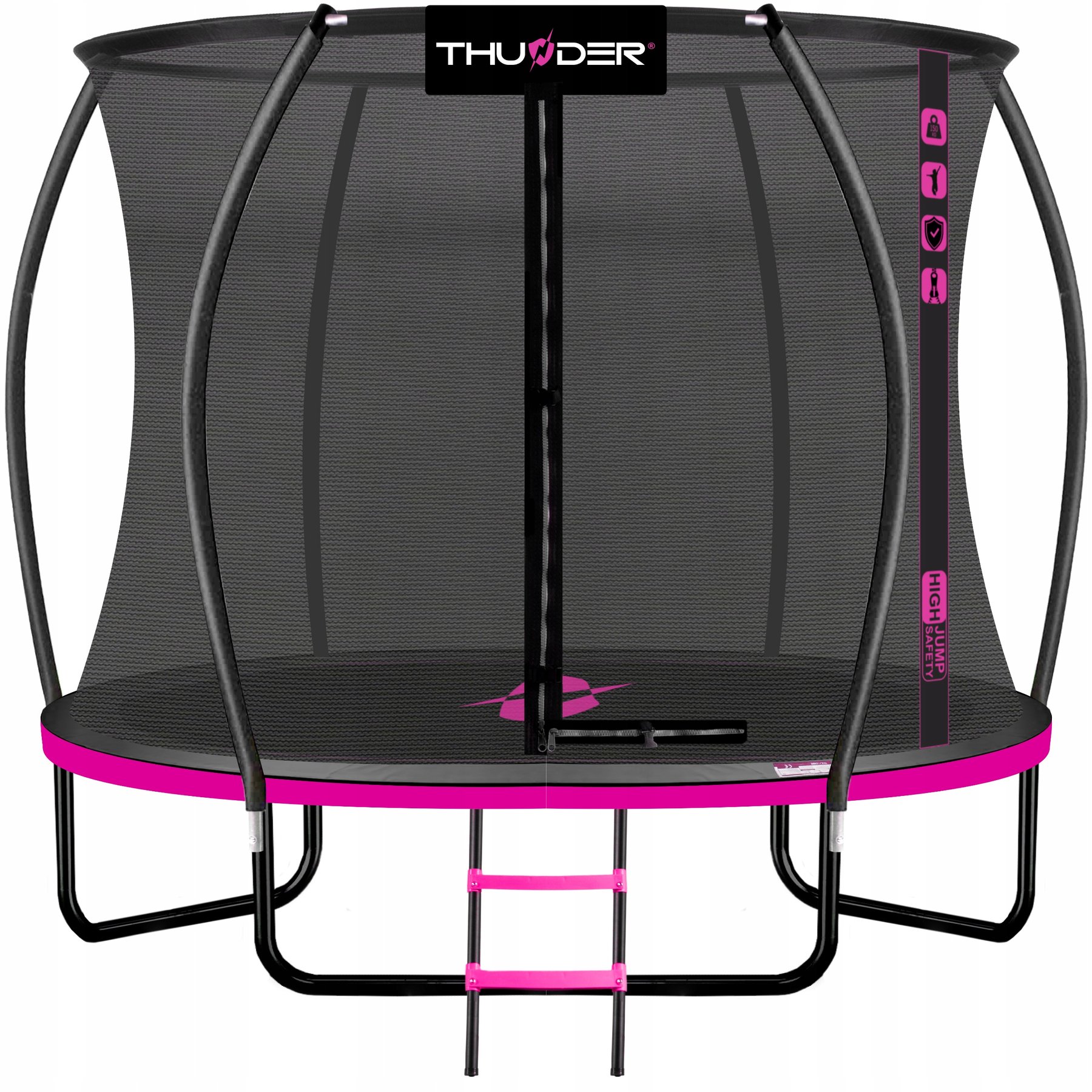 Батут із внутрішньою сіткою THUNDER Inside Ultra 8FT 255 см Black/Pink