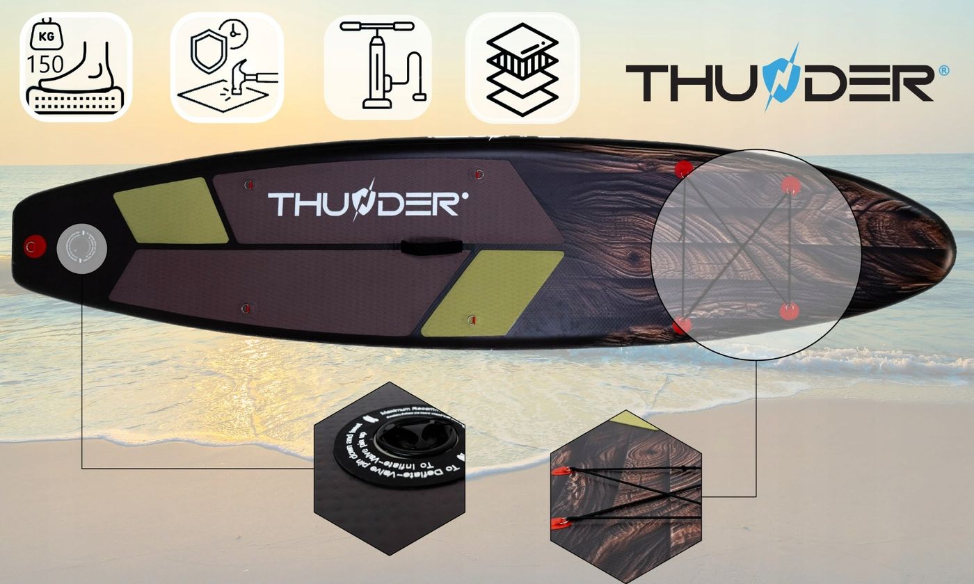 Надувная SUP доска THUNDER Wood 320 см с веслом